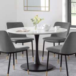 Julian Bowen Holland 4 Seater Round Pedestal Dining Table Black and White - Wilko
