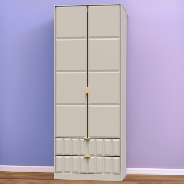 Crowndale Cube 2 Door 2 Drawer Matt Kashmir Wardrobe Ready Assembled - Size: 2 Door, 2 Drawer - Cream - Wilko - image 1