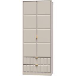 Crowndale Cube 2 Door 2 Drawer Matt Kashmir Wardrobe Ready Assembled - Size: 2 Door, 2 Drawer - Cream - Wilko - thumbnail 3