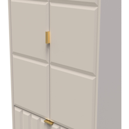 Crowndale Cube 2 Door 2 Drawer Matt Kashmir Wardrobe Ready Assembled - Size: 2 Door, 2 Drawer - Cream - Wilko - thumbnail 5