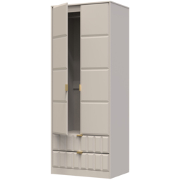 Crowndale Cube 2 Door 2 Drawer Matt Kashmir Wardrobe Ready Assembled - Size: 2 Door, 2 Drawer - Cream - Wilko - thumbnail 6