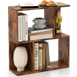 Costway 4 Shelf Rustic Brown Freestanding Bookshelf - Size: 50 x 18 x 56cm - Wilko - thumbnail 4