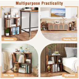 Costway 4 Shelf Rustic Brown Freestanding Bookshelf - Size: 50 x 18 x 56cm - Wilko - thumbnail 6