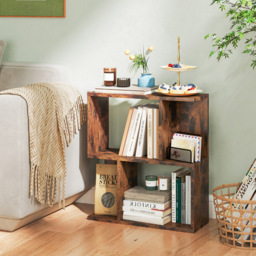 Costway 4 Shelf Rustic Brown Freestanding Bookshelf - Size: 50 x 18 x 56cm - Wilko - thumbnail 5