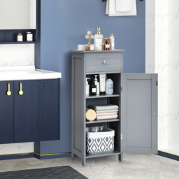 Costway Single Door Single Drawer Grey Storage Cabinet - Size: 96 x 38 x 12cm - Wilko - thumbnail 5