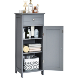 Costway Single Door Single Drawer Grey Storage Cabinet - Size: 96 x 38 x 12cm - Wilko - thumbnail 4