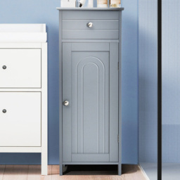 Costway Single Door Single Drawer Grey Storage Cabinet - Size: 96 x 38 x 12cm - Wilko - thumbnail 1