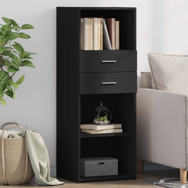 vidaXL 2 Drawer 3 Shelf Black Highboard - Size: 124 x 45 x 42.5cm - Wilko - image 1