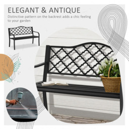 Outsunny 2 Seater Black Cast Iron Antique Bench with Armrest - Wilko - thumbnail 5