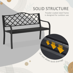 Outsunny 2 Seater Black Cast Iron Antique Bench with Armrest - Wilko - thumbnail 7