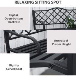 Outsunny 2 Seater Black Cast Iron Antique Bench with Armrest - Wilko - thumbnail 6
