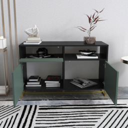 Decorotika Utopie 3 Door Singe Shelf Black and Green Modern Storage Cabinet - Size: 78.4 x 120 x 45cm - Multi - Wilko - thumbnail 6