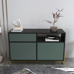 Decorotika Utopie 3 Door Singe Shelf Black and Green Modern Storage Cabinet - Size: 78.4 x 120 x 45cm - Multi - Wilko - thumbnail 7
