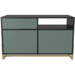 Decorotika Utopie 3 Door Singe Shelf Black and Green Modern Storage Cabinet - Size: 78.4 x 120 x 45cm - Multi - Wilko - thumbnail 3