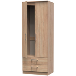 Crowndale Devon Ready Assembled 2 Door 2 Drawer Bardolino Oak Wardrobe - Size: 2 Door, 2 Drawer - Brown - Wilko - thumbnail 6