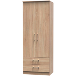 Crowndale Devon Ready Assembled 2 Door 2 Drawer Bardolino Oak Wardrobe - Size: 2 Door, 2 Drawer - Brown - Wilko - thumbnail 3