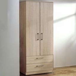 Crowndale Devon Ready Assembled 2 Door 2 Drawer Bardolino Oak Wardrobe - Size: 2 Door, 2 Drawer - Brown - Wilko