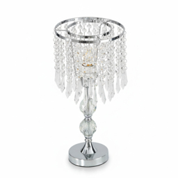 Living and Home E27 Screw Silver Crystal Beaded Shade Table Lamp 39cm - Size: 39 x 20 x 20cm - Silvery + Clear - Wilko - thumbnail 4