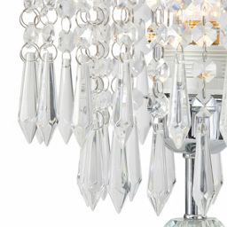Living and Home E27 Screw Silver Crystal Beaded Shade Table Lamp 39cm - Size: 39 x 20 x 20cm - Silvery + Clear - Wilko - thumbnail 5