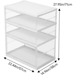H&O Direct 3 Shelf Transparent Foldable Storage Box with Magnetic Doors - Size: 71 x 57 x 38cm - White - Wilko - thumbnail 7
