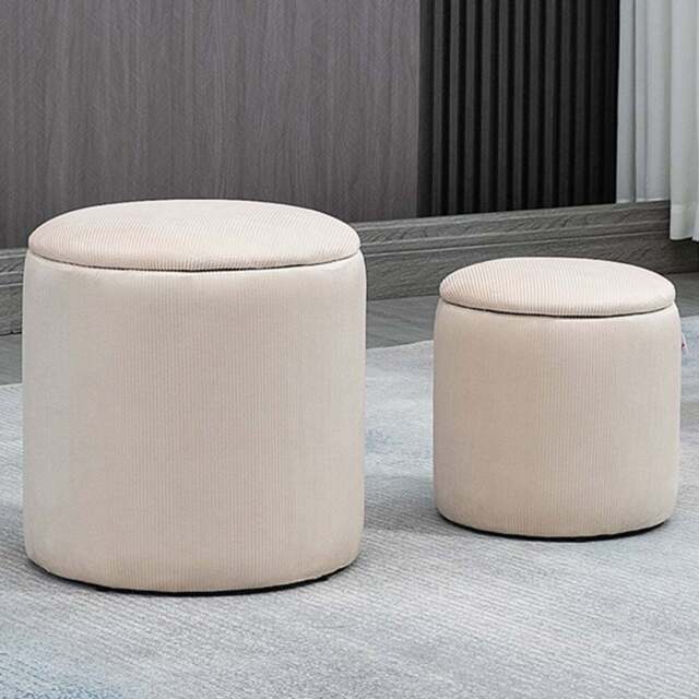 Portland White Modern Storage Ottoman with Removable Lid Set of 2 - Wilko - image 1