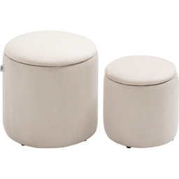 Portland White Modern Storage Ottoman with Removable Lid Set of 2 - Wilko - thumbnail 3