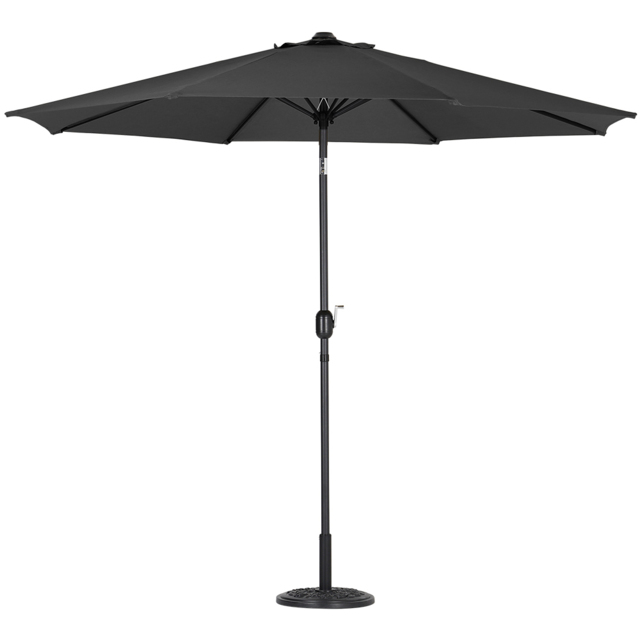 Living and Home Black Round Crank Tilt Parasol with Floral Round Base 3m - Size: 240 x 300 x 300cm - Wilko - image 1