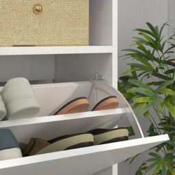 HOMCOM 2 Flip Drawer White Shoe Cabinet - Size: 99.5 cm x 24 x 80cm - Wilko - thumbnail 5