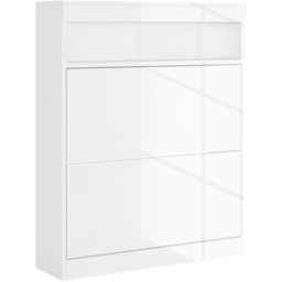 HOMCOM 2 Flip Drawer White Shoe Cabinet - Size: 99.5 cm x 24 x 80cm - Wilko - thumbnail 3