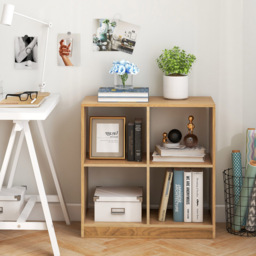 Costway 4 Cube Natural Wooden Bookshelf - Size: 4 Shelf - Cream - Wilko - thumbnail 4