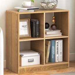 Costway 4 Cube Natural Wooden Bookshelf - Size: 4 Shelf - Cream - Wilko - thumbnail 1