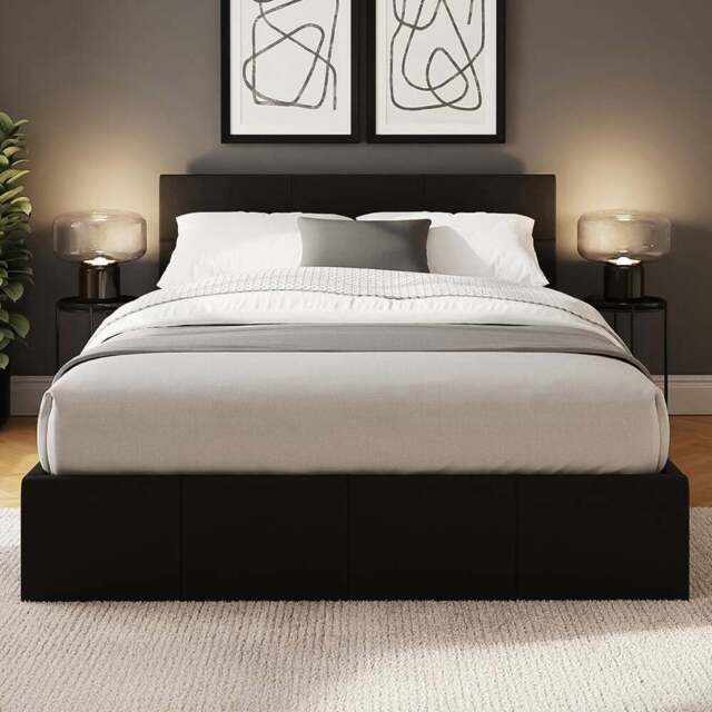 GFW Small Double Black Faux Leather End Lift Ottoman Bed with Memory Pocket Spring Mattress - Wilko - image 1