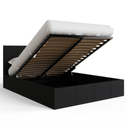 GFW Small Double Black Faux Leather End Lift Ottoman Bed with Memory Pocket Spring Mattress - Wilko - thumbnail 6