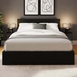 GFW Small Double Black Faux Leather End Lift Ottoman Bed with Memory Pocket Spring Mattress - Wilko - thumbnail 1