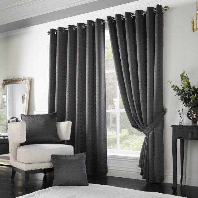 Alan Symonds Madison Charcoal Ring Top Curtain 168 x 229cm - Size: W 168 x D 229cm - Grey - Wilko - image 1