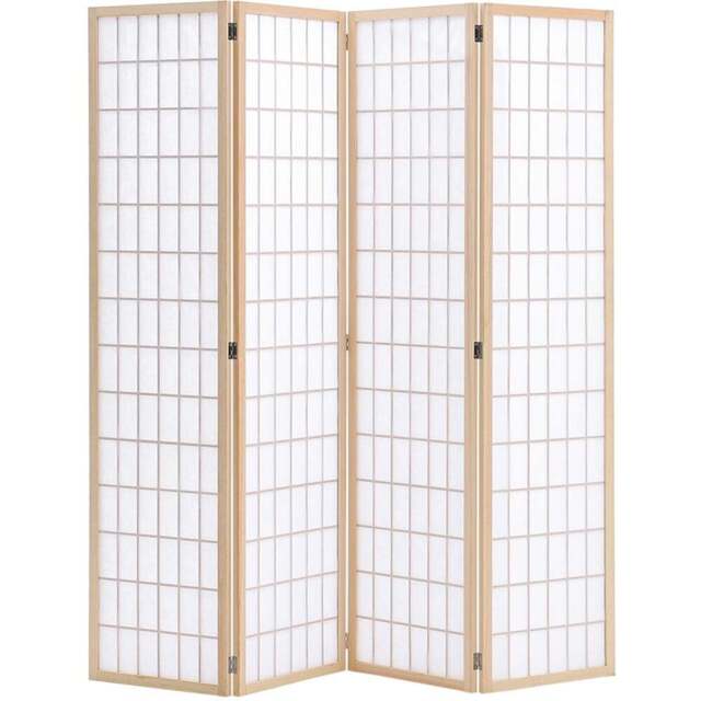 Living and Home 4 Panel Natural Folding Wooden Privacy Screen - Size: 180 x 180 x 1cm - Wilko - image 1