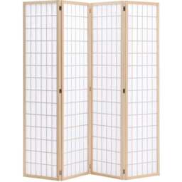 Living and Home 4 Panel Natural Folding Wooden Privacy Screen - Size: 180 x 180 x 1cm - Wilko - thumbnail 1