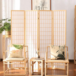 Living and Home 4 Panel Natural Folding Wooden Privacy Screen - Size: 180 x 180 x 1cm - Wilko - thumbnail 4