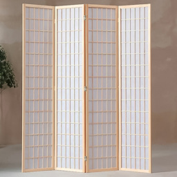 Living and Home 4 Panel Natural Folding Wooden Privacy Screen - Size: 180 x 180 x 1cm - Wilko - thumbnail 3