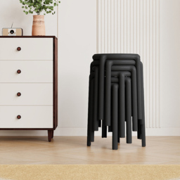 Living and Home Black Plastic Backless Stacking Stool 6 Pack - Size: 45 x 34 x 34cm - Wilko - thumbnail 4