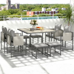 Outsunny 8 Seater Garden Dining Set with Cushions - Grey - Wilko