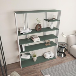 Decorotika Jeni 6 Shelf Green and White Bookcase - Size: 160 x 120 x 29.6cm - Multi - Wilko - thumbnail 5