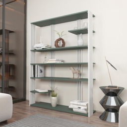 Decorotika Jeni 6 Shelf Green and White Bookcase - Size: 160 x 120 x 29.6cm - Multi - Wilko - thumbnail 7