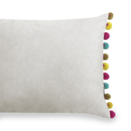Paoletti Fiesta Dove Multicolour Pom Pom Velvet Cushion - Size: 50 x 35 cm - Wilko - thumbnail 4