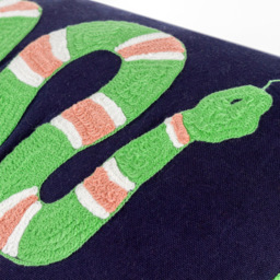 furn. Coral Snake Embroidered Cushion - Size: 50 x 30cm - Green - Wilko - thumbnail 6