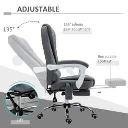 Portland Grey Linen Feel Fabric Swivel Vibration Massage Office Chair - Size: 65 x 70 x 122cm - Wilko - thumbnail 5