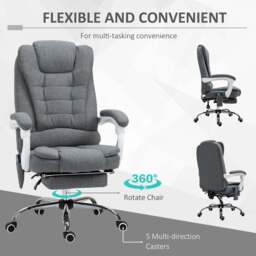 Portland Grey Linen Feel Fabric Swivel Vibration Massage Office Chair - Size: 65 x 70 x 122cm - Wilko - thumbnail 6
