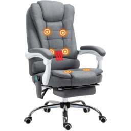 Portland Grey Linen Feel Fabric Swivel Vibration Massage Office Chair - Size: 65 x 70 x 122cm - Wilko - thumbnail 3