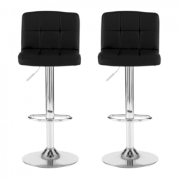 Neo Black and Chrome Faux Leather Swivel Bar Stool Set of 2 - Wilko - thumbnail 4