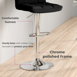 Neo Black and Chrome Faux Leather Swivel Bar Stool Set of 2 - Wilko - thumbnail 6